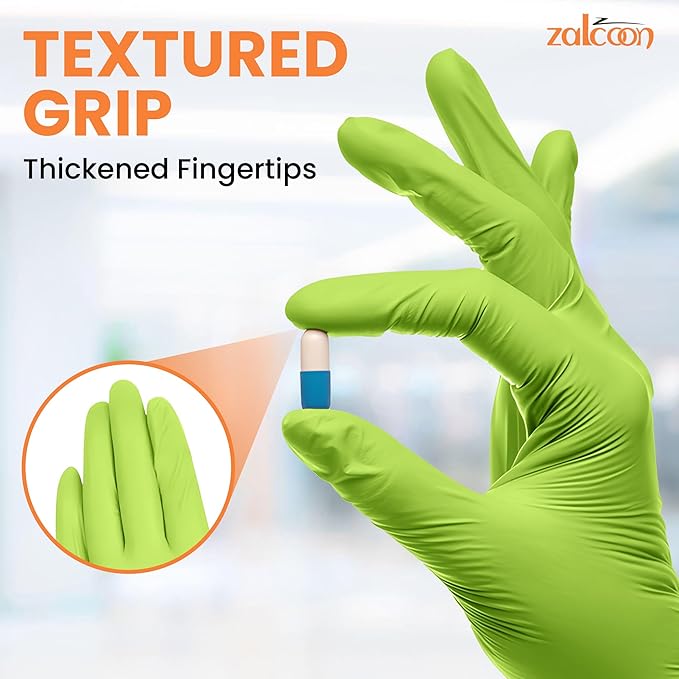 ZALCOON Nitrile Exam gloves disposable latex free Powder Free Chemical Resistance Disposable Gloves for Medical Exam, Home, Cleaning, Food Prep, Food safe and Non-Sterile 100 Pieces