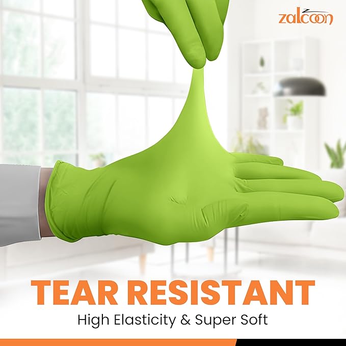 ZALCOON Nitrile Exam gloves disposable latex free Powder Free Chemical Resistance Disposable Gloves for Medical Exam, Home, Cleaning, Food Prep, Food safe and Non-Sterile 100 Pieces