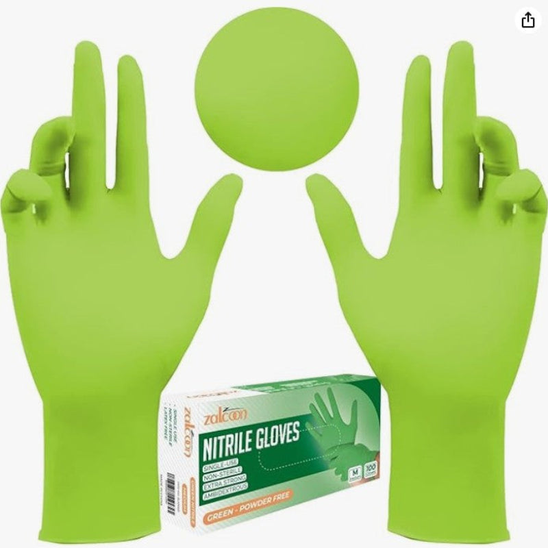 ZALCOON Nitrile Exam gloves disposable latex free Powder Free Chemical Resistance Disposable Gloves for Medical Exam, Home, Cleaning, Food Prep, Food safe and Non-Sterile 100 Pieces