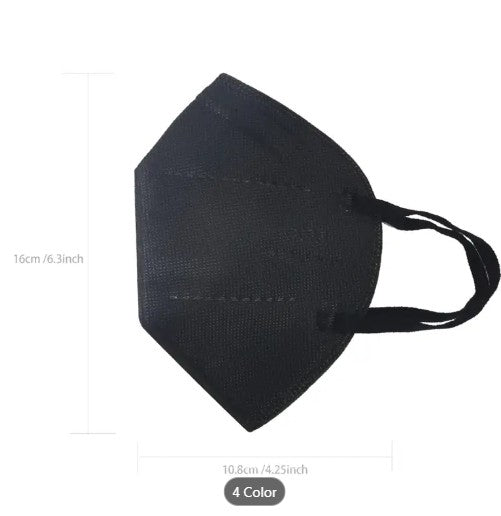50pcs KN95 Face Masks - 5-Layer Black Safety Masks with ≥95% Filtration Efficiency, Breathable Elastic Ear Loops for Comfort & Secure Fit, Disposable Polypropylene Dust Protection for Workplace Safety
